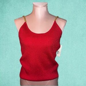 ‼️FINAL PRICE DROP‼️ BNWT Red Knit Camisole with Gold chain Straps